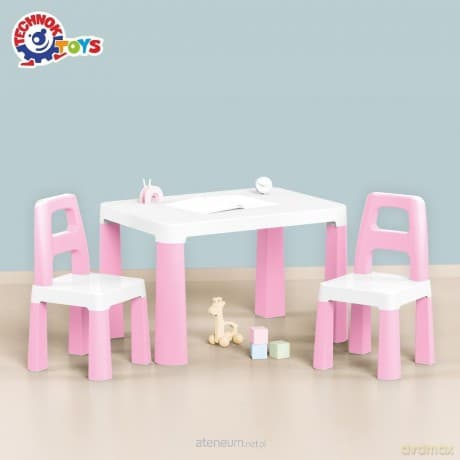 Stół dziecięcy różowy z dwoma krzesełkami