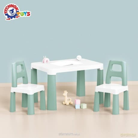 Stół dziecięcy zielony z dwoma krzesełkami