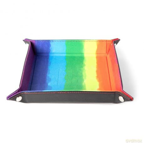 FanRoll Folding Dice Tray Velvet Watercolor Rainbow