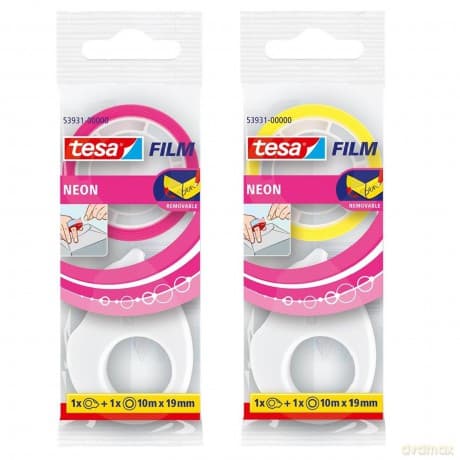 Taśma biurowa Tesa neon 10mx19mm +mini dozownik