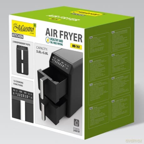 Frytownica beztłuszczowa podwójna pionowa 5l + 5l 2400W MR-761