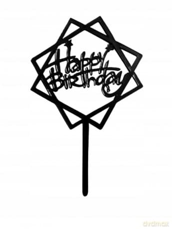 TOPPER CZARNY Happy Birthday