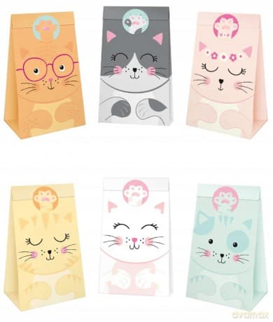 Torebki na cukierki Kotki 6szt. zestaw 151358