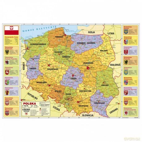 Podkład na biurko Mapa administracyjna Polski