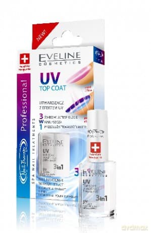 Eveline Nail Therapy Lakier Odżywka Top Coat Maxi UV utwardzająca 3w1 12ml