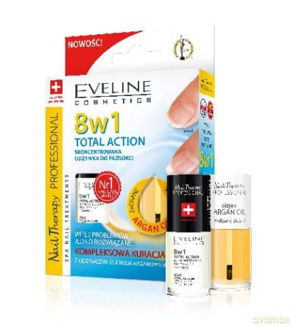 Eveline Nail Therapy Zestaw (Lakier Odżywka 8w1 5ml + Olejek do skórek i paznokci arganowy 5ml )
