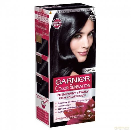 Garnier Color Sensation krem koloryzujący 1.0 Onyx Black, głęboka onyksowa czerń