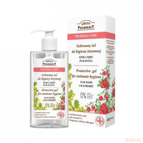 Green Pharmacy Pharma Care: Żel do higieny intymnej ochronny - Kora Dębu, Żurawina 300 ml