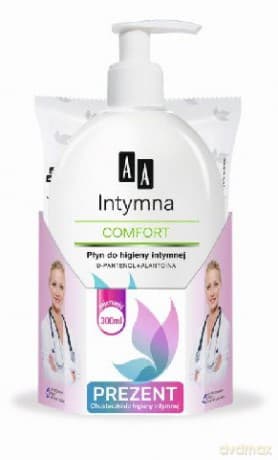 AA Ciało Wrażliwe DUO Płyn do higieny intymnej COMFORT dozownik 300 ml + Chusteczki 10 szt. gratis