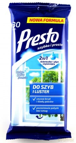 Presto Czyszczące ściereczki do szyb i luster 30 szt.