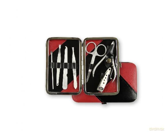 Donegal Komplet do manicure 7-częściowy czarno-czerwony