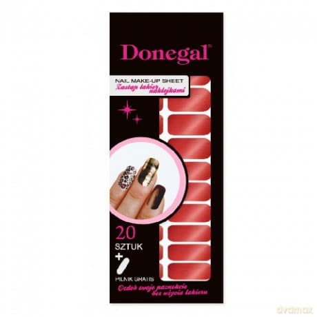 Donegal Naklejki na paznokcie z pilnikiem metal czerwień