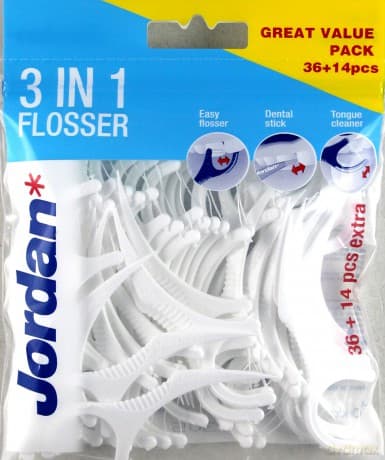 Jordan Nici dentystyczne Flosser 3 w 1 36 szt.