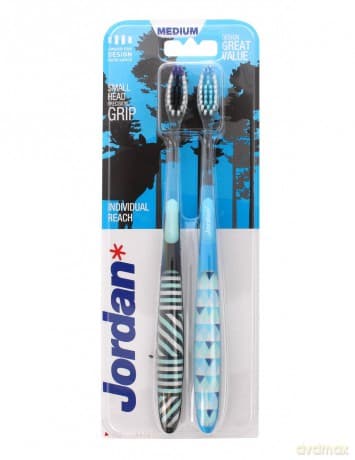 Jordan Szczoteczka do zębów DUO Individual Reach Medium - mix kolorów 2 szt.