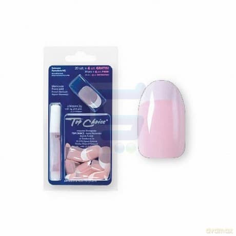 Top Choice Pielęgnacja I Zdobienie Paznokci Sztuczne Paznokcie Almond Pink Z Klejem (74165) 1 Op.-24szt