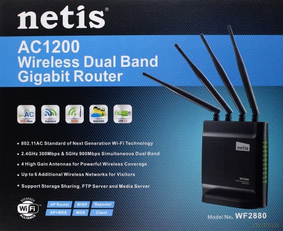 Router WF2880 Netis DSL WIFI AC/1200 DUAL BAND + 1GB LAN 4x Antena