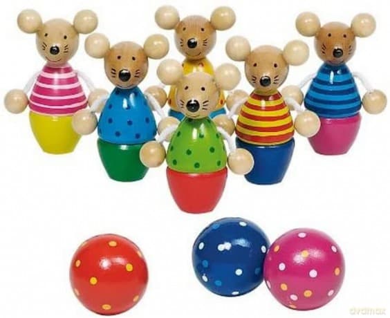 Kręgle z postaciami myszek