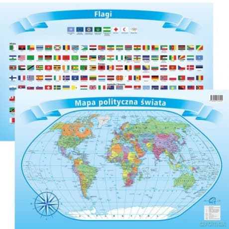 Mapa polityczna świata dwustronna podkładka na biurko + pisak