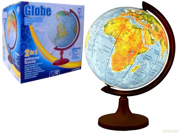 Globus 320 polityczny fizyczny podświetlany
