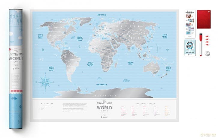 Mapa zdrapka Świat travel map silver world