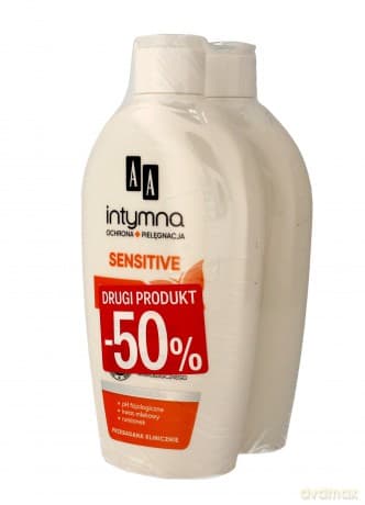 AA Intymna Duo Emulsja do higieny intymnej (Sensitive 300 ml+ Sensitive 300 ml 50% gratis)