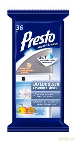 Presto Ściereczki czyszczące + płyn 2w1 do lodówek i mikrofalówek 1op. -16szt