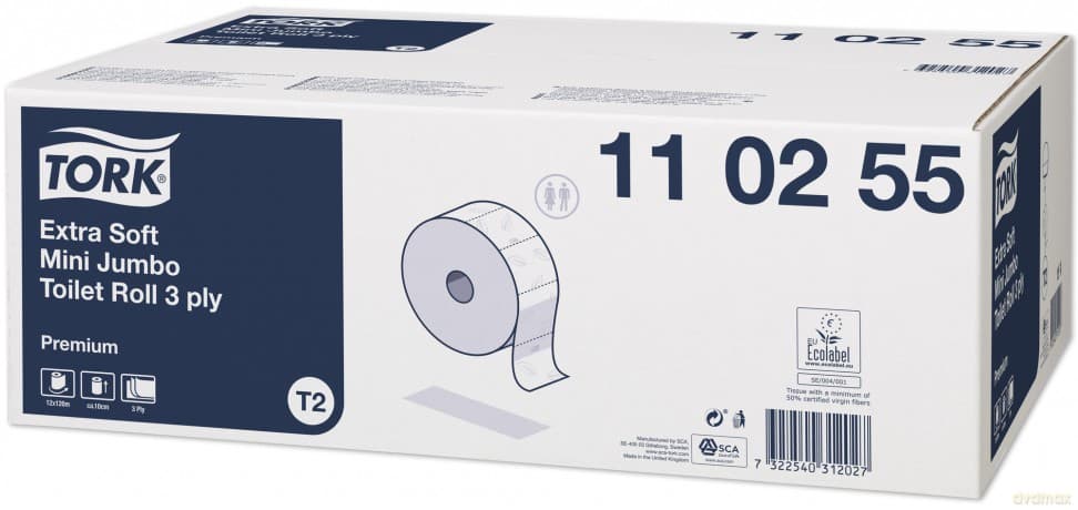 Tork papier toaletowy mini jumbo ekstra miękki Premium, 3-warstwowy
