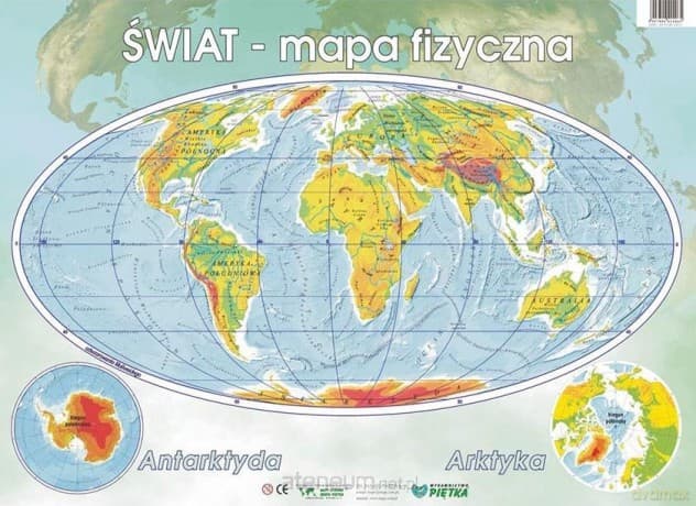 Świat mapa fizyczna