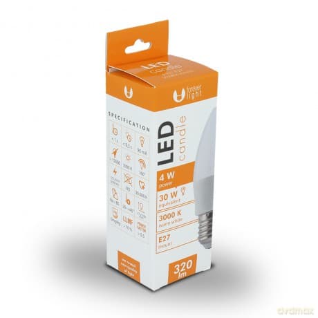 Żarówka LED E27 C37 4W 230V ciepła 3000K