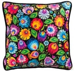 Poszewka - łowicka czarna 45 cm