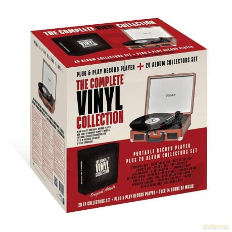 Gramofon brązowy + 20 Winyli