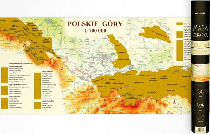Mapa Zdrapka Polskie Góry 1:700 000