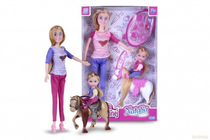 Lalka Natalia z dzieckiem i kucykiem