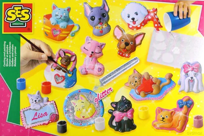 Odlewy gipsowe - Kotki i Pieski z brokatem