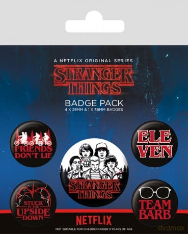 Stranger Things Characters (4 x 25mm & 1 x 38mm przypinki)