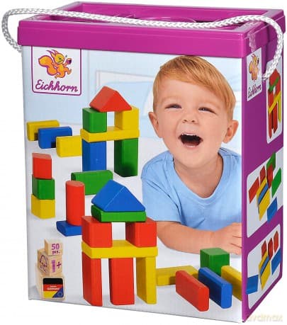 Kolorowe klocki w wiaderku 50 el.