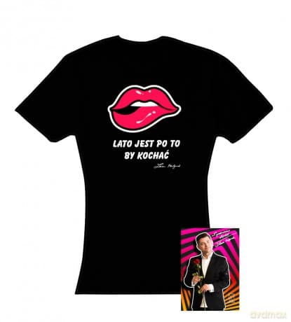 Zenek Martyniuk: T-shirt damski Usta rozmiar XL +pocztówka z autografem