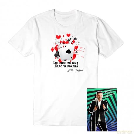 Zenek Martyniuk: T-shirt męski Poker rozmiar L +pocztówka z autografem