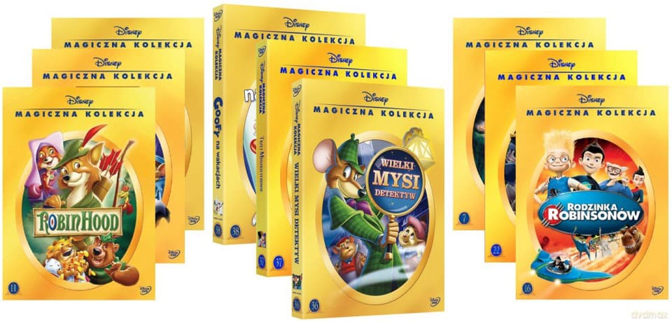 Magiczna Kolekcja Disney dla Chłopców: Herkules / Goofy na wakacjach / Oliver i spółka / Robin Hood / Tarzan 1 i 2 /  Rodzinka Robinsonów / Trzej Muszkieterowie: Mickey, Donald, Goofy / Wielki Mysi Detektyw Pakiet