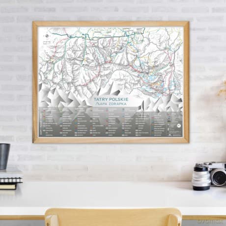 Mapa zdrapka szlaków Tatry polskie